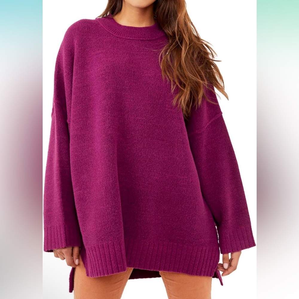 Free People Peaches Oversized Tunic in Plum